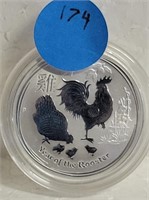 2017 SILVER AUSTRALIA ROOSTER 50-CENT COIN