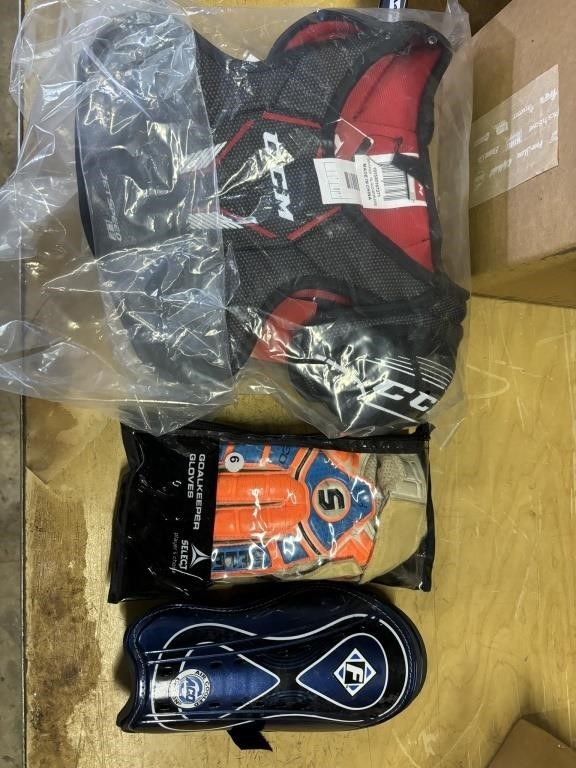 kids shin guards, gloves, and protective gear