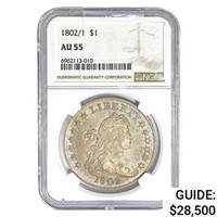 1802/1 Draped Bust Dollar NGC AU55