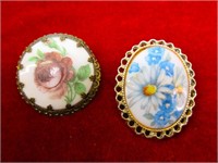 Hand Painted Porcelin Brooches