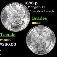 1886-p Morgan $1 Grades GEM Unc
