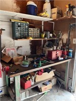 Contents of workbench and corner of garage