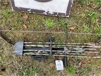 Compound bow with arrows, and target by mach elite