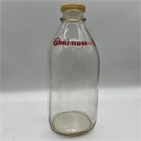 Vintage half gal Foremost milk glass jar with lid