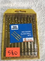10 Hex Shank Glass Drill Bits 6mm