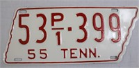 White 1955 TN license plate