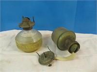 Vintage Glass Oil Lamp & Oil Lamp Parts