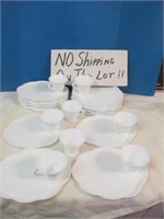 24pc Mid Century Milk Glass Snack Plate & Cup Set