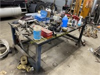 Thick Steel Shop Table - 48"x88", and Contents
