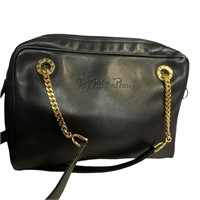 Vintage Paloma Picasso Blk Leather w/ Gold Chain