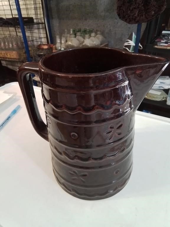 Brown USA stoneware pitcher great condition