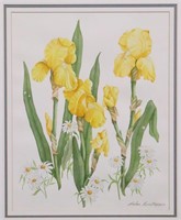 Barbara Burnett "Yellow Iris w/ Daisies" Watercolo
