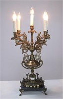 5 Arm Ornate Brass Candelabra