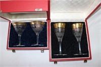 Two Boxed Pairs of Moser Wine Glasses,