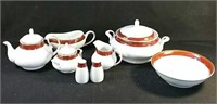 Dishes -teapot cream sugar covered dish with
