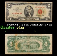 1963A $2 Red Seal United States Note Grades vf+