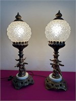 Vintage Metal Cherub Base Table Lamps