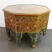 Moroccan Hexagonal Tea Table, Painted Wood