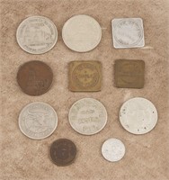 Collection of eleven vintage Saloon Trade Tokens