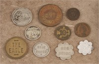 Collection of ten vintage Saloon Trade Tokens