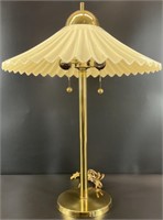 Vintage Brass Pleated Shade Lamp