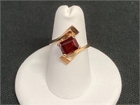 14K Yellow Gold Emerald Cut Ruby Ring