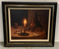 Moritz Rusche Candlelight Still Life Oil on Canvas