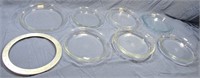 8PC PIE DISHES/CRUST SHEILD PYREX*ANCHOR HOCKING