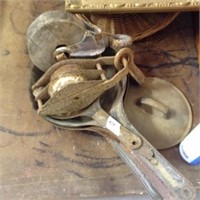 Old camping skillets & pulleys