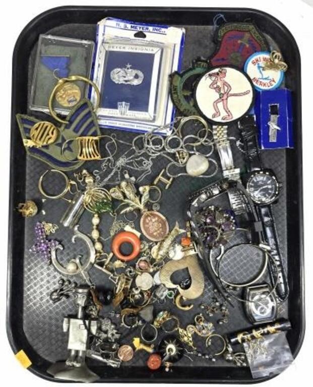 Assorted Fashion Jewelry, Watches, Medal, Patches