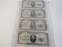 Lot of 4 MIchigan National Currency Notes, 1929
