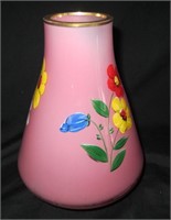 Vtg Hand Painted Art Glass Vase