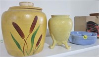 Cookie jar, vase & divided plate