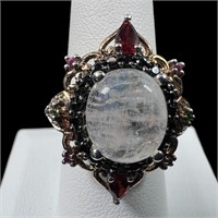 Multicolored Stone & Sterling Star Ring - .925