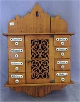 Hanging German spice cabinet, 17" tall