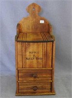 Hanging spice and salt box, 15 1/2" tall