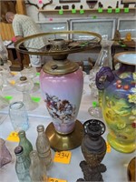 Antique Success Floral Oil Lamp