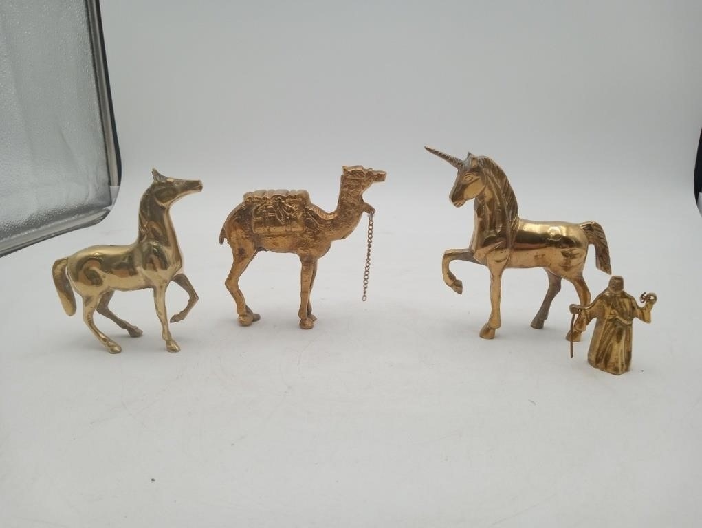 Brass Camel Unicorn & Horses