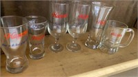 ASSORTMENT OF HAMMS BEER GLASSES