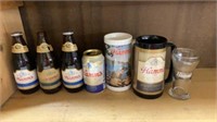 HAMMS BEER BOTTLES, CAND, MUGS AND GLASS