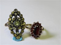 2 semi antique style rings, 9 ct. & 14k, 8 gms
