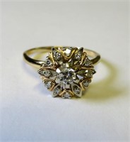 14k gold ring with diamonds, size 10.75