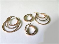 2 pairs 10k tri-colour gold earrings, 4.5 gms