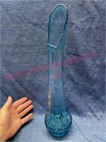 Vtg Blue swung glass vase 17.5in tall