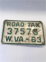 1963 West Virginia Road Tax Plate