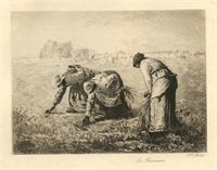 Jean-Francois Millet etching "Les Glaneuses" The G