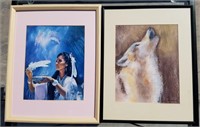 2 Framed And Matted Native American Style Artworks
