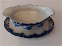 Grindley flow blue somerset Gravy boat 9" inches