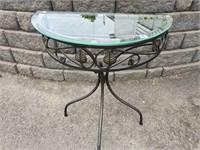 GREAT ROD IRON BEVELED GLASS TOP SIDE TABLE