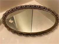 Mirrored Vanity Tray Filigree Hollywood Regency